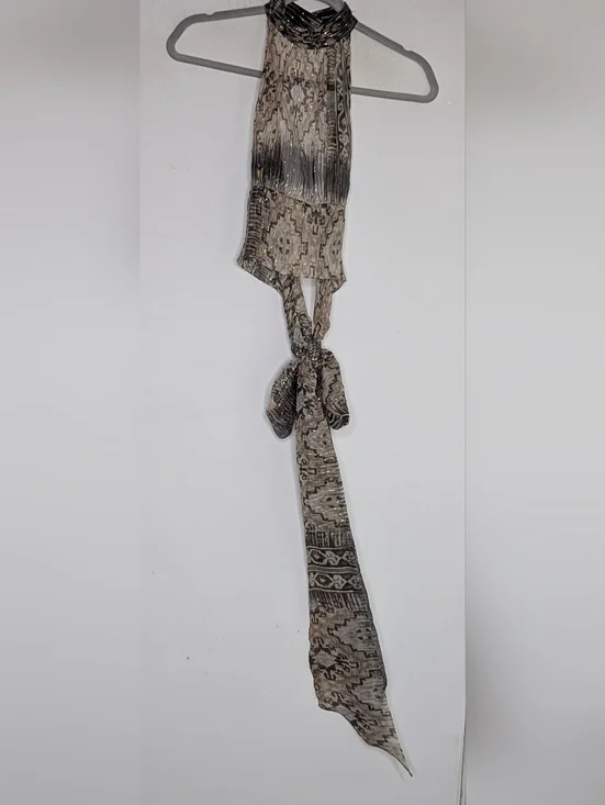 Dana Foley NYC • sheer metallic silk halter top size 1 - Picture 1 of 4